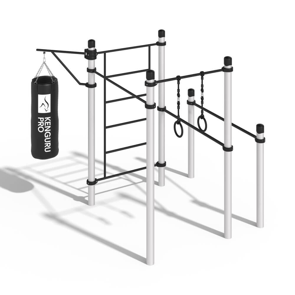 Хаммер (Алюминий)  - 2 турника, боксерский мешок, брусья, кольца, шведская стенка